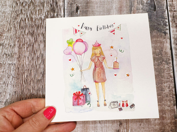Girl with cake Card - Personalised