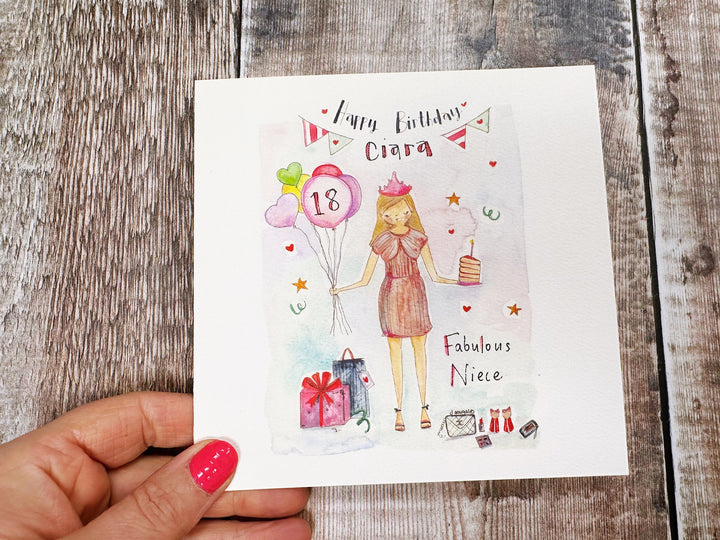 Girl with cake Card - Personalised