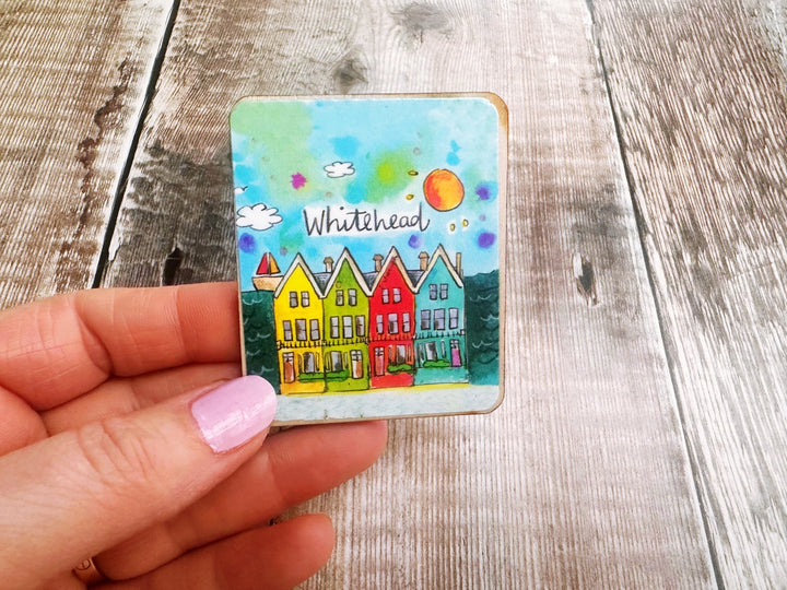 Whitehead Northern Ireland Cute Little City Wooden Magnet
