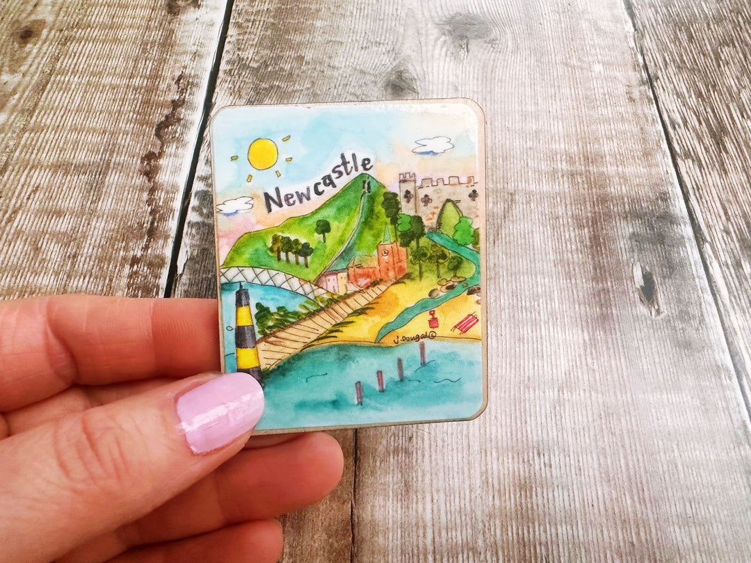 Newcastle Northern Ireland Cute Little City Wooden Magnet