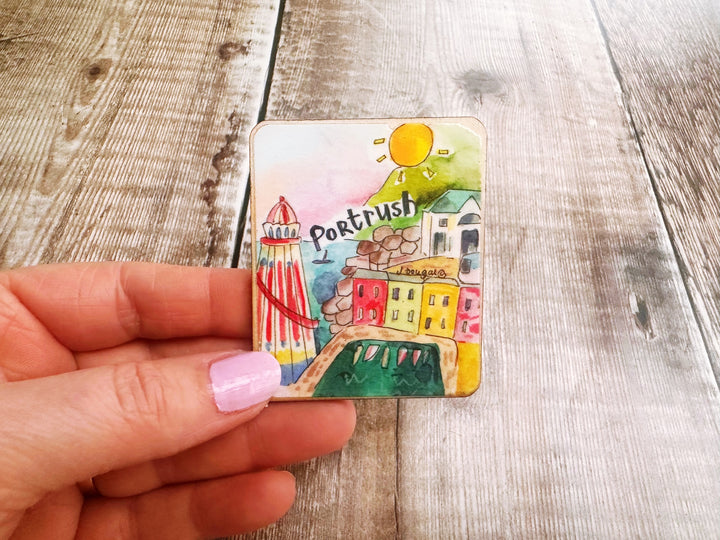 Portrush Northern Ireland Cute Little City Wooden Magnet