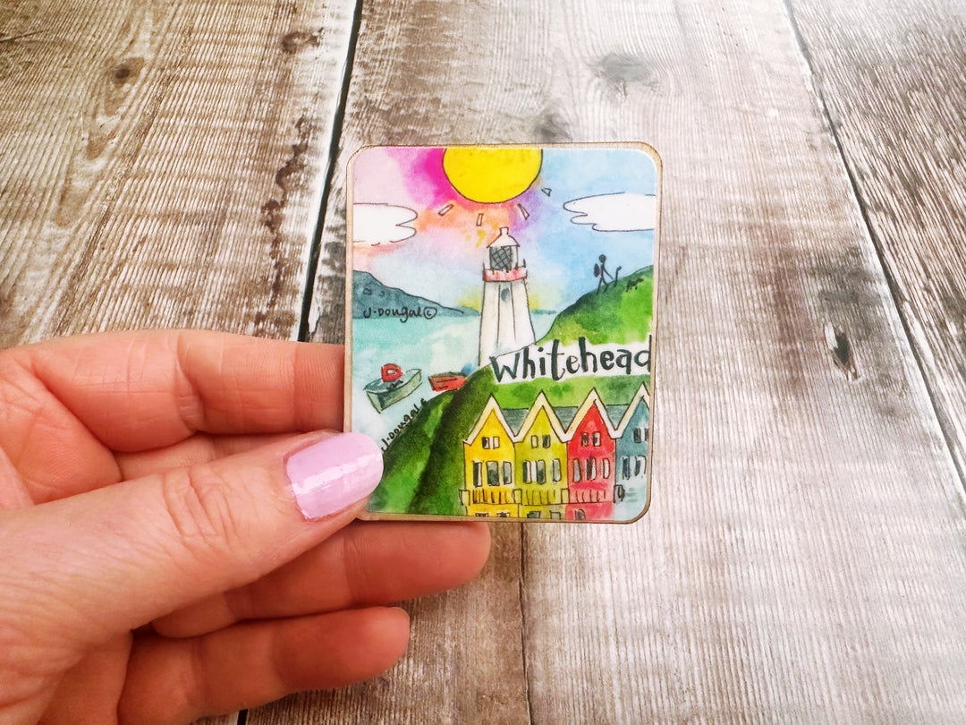 Whitehead Northern Ireland Cute Little City Wooden Magnet