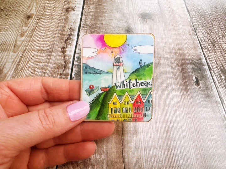 Whitehead Northern Ireland Cute Little City Wooden Magnet