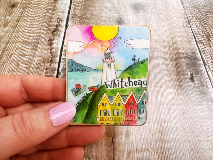 Whitehead Northern Ireland Cute Little City Wooden Magnet