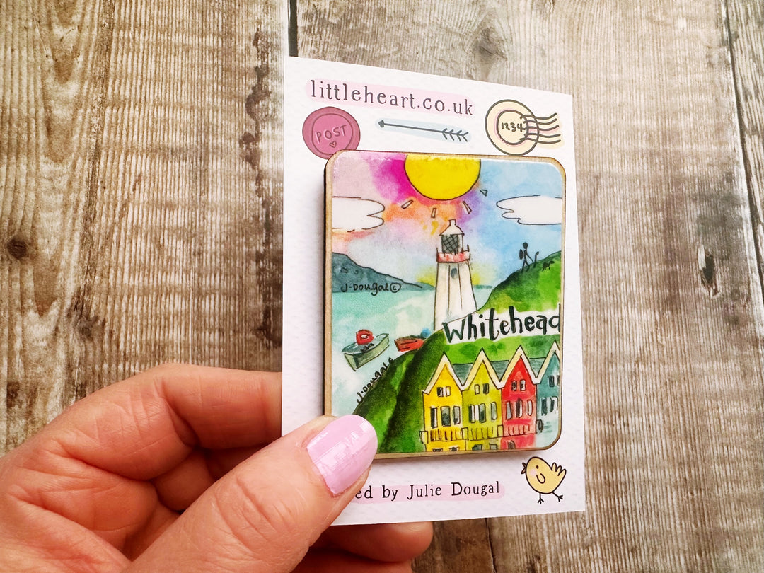 Whitehead Northern Ireland Cute Little City Wooden Magnet