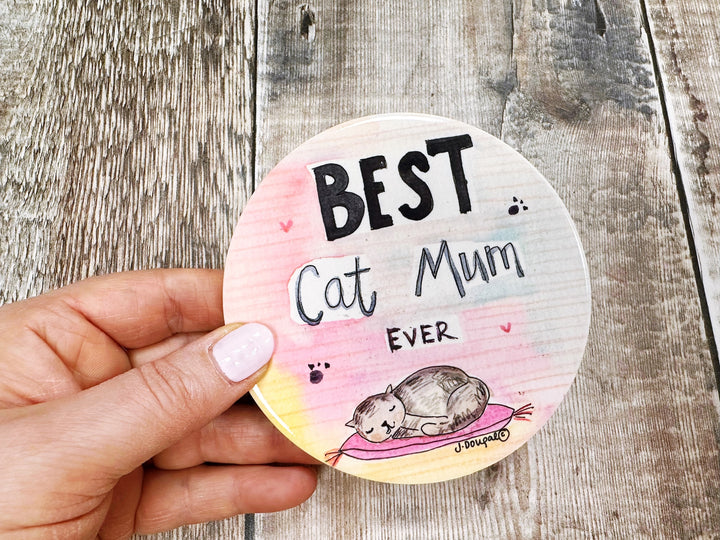 Best Cat Mum Ceramic Coaster
