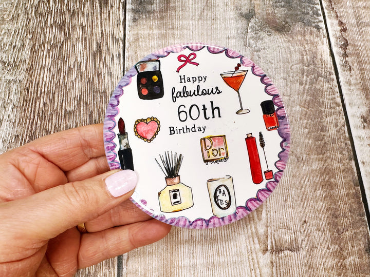 Happy Fabulous 60th Birthday cute ceramic coaster