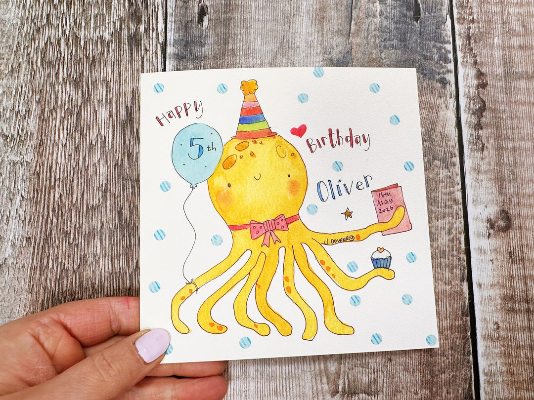 Octopus Birthday Card - Personalised