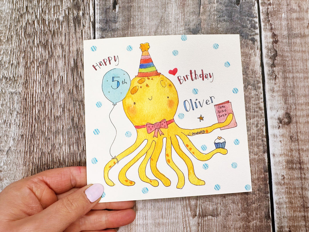 Octopus Birthday Card - Personalised
