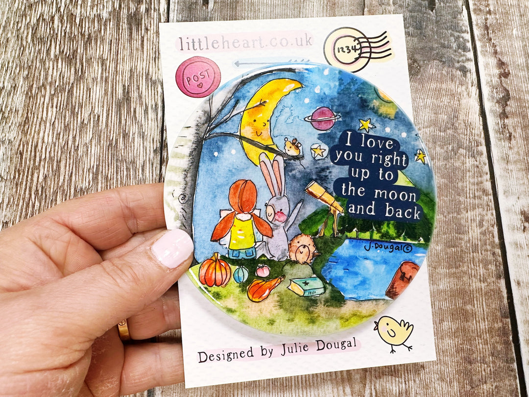 I love you up to the Moon and back cute ceramic coaster