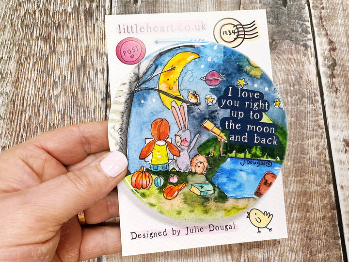 I love you up to the Moon and back cute ceramic coaster