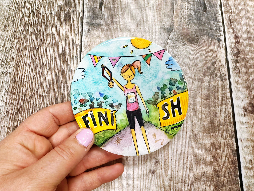Marathon Runner Cute ceramic coaster