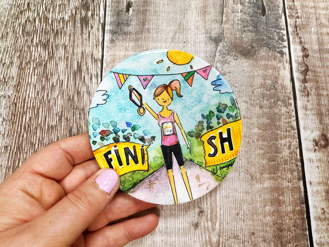 Marathon Runner Cute ceramic coaster