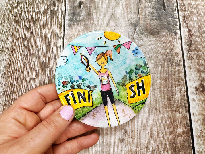 Marathon Runner Cute ceramic coaster