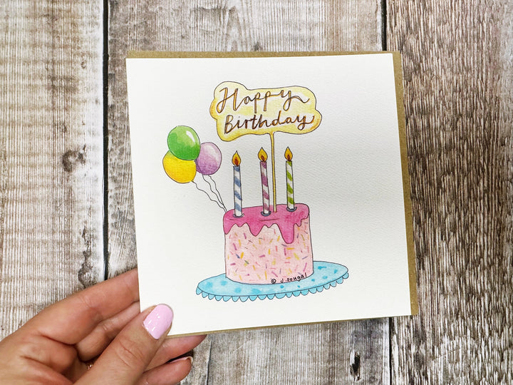 Happy Birthday Drip Cake Card - Personalised