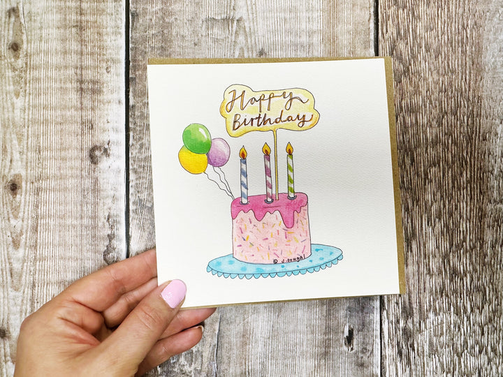 Happy Birthday Drip Cake Card - Personalised