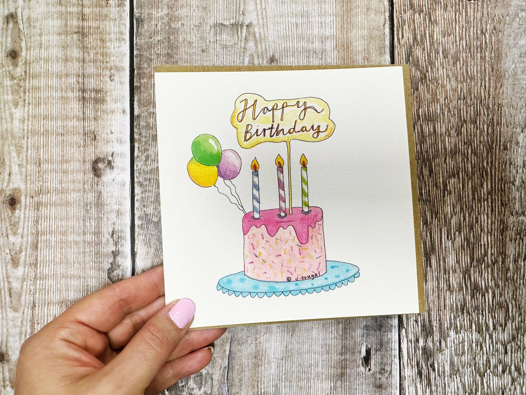 Happy Birthday Drip Cake Card - Personalised