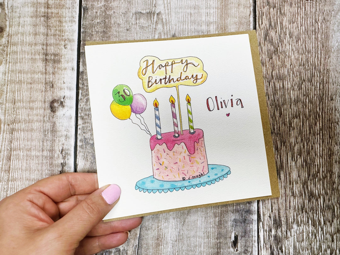 Happy Birthday Drip Cake Card - Personalised
