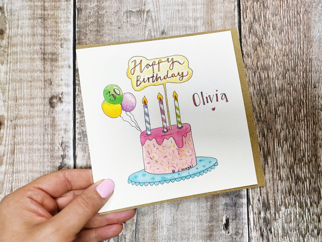 Happy Birthday Drip Cake Card - Personalised