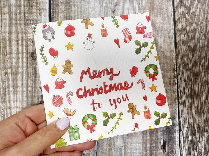 Little Christmas Icons Personalised Christmas Card