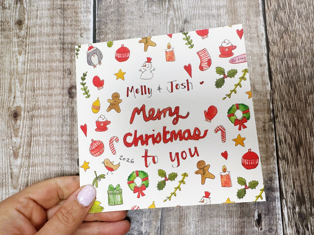 Little Christmas Icons Personalised Christmas Card
