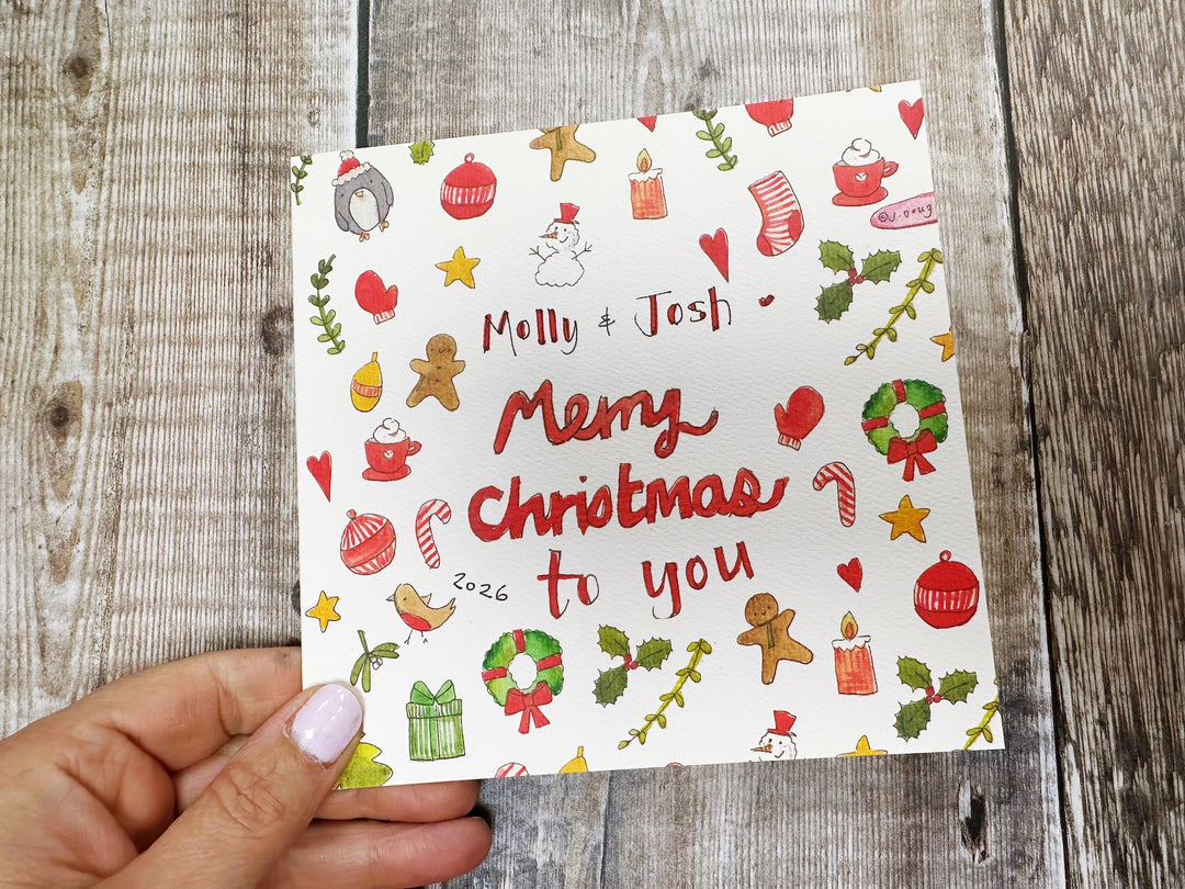 Little Christmas Icons Personalised Christmas Card