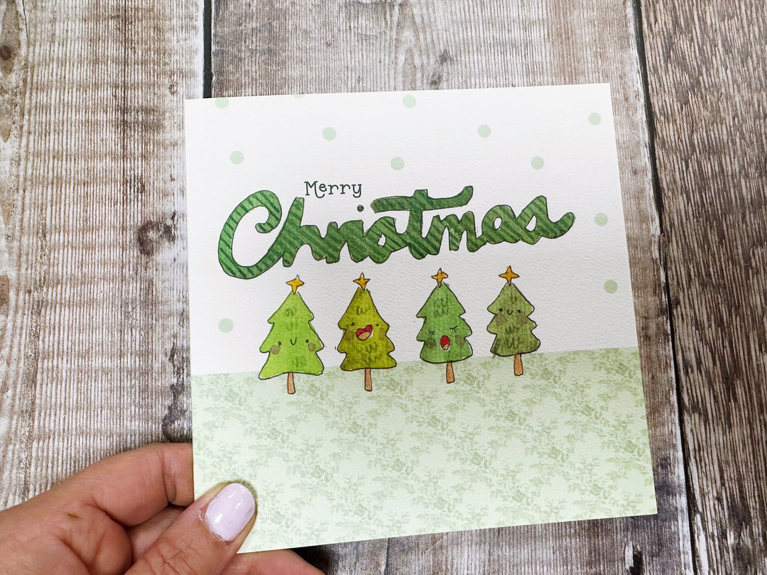 4 Little Trees Christmas Card - Personalised