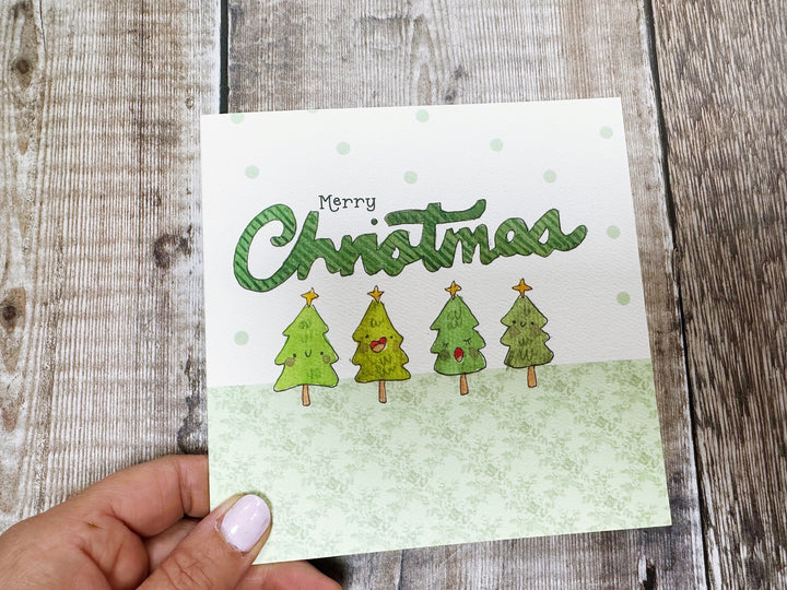 4 Little Trees Christmas Card - Personalised