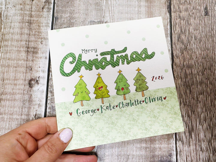 4 Little Trees Christmas Card - Personalised