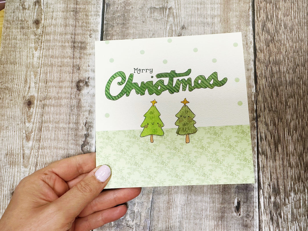 2 Little Trees Christmas Card - Personalised