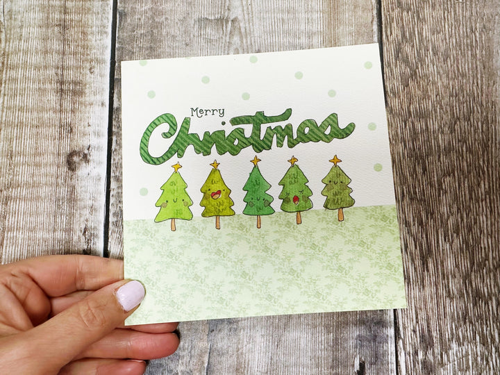 5 Little Trees Christmas Card - Personalised