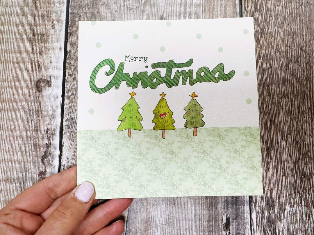 3 Little Trees Christmas Card - Personalised