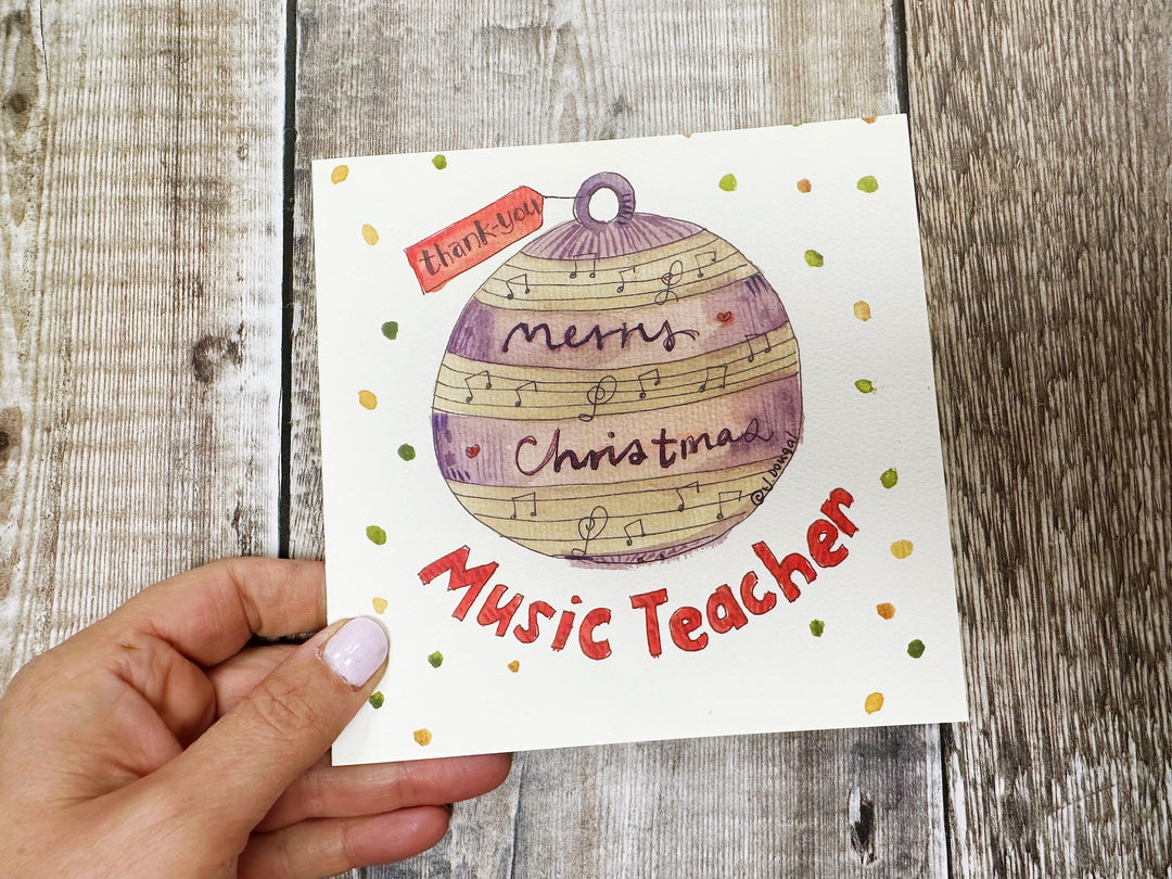 Music Teacher Thank you Personalised Christmas Card