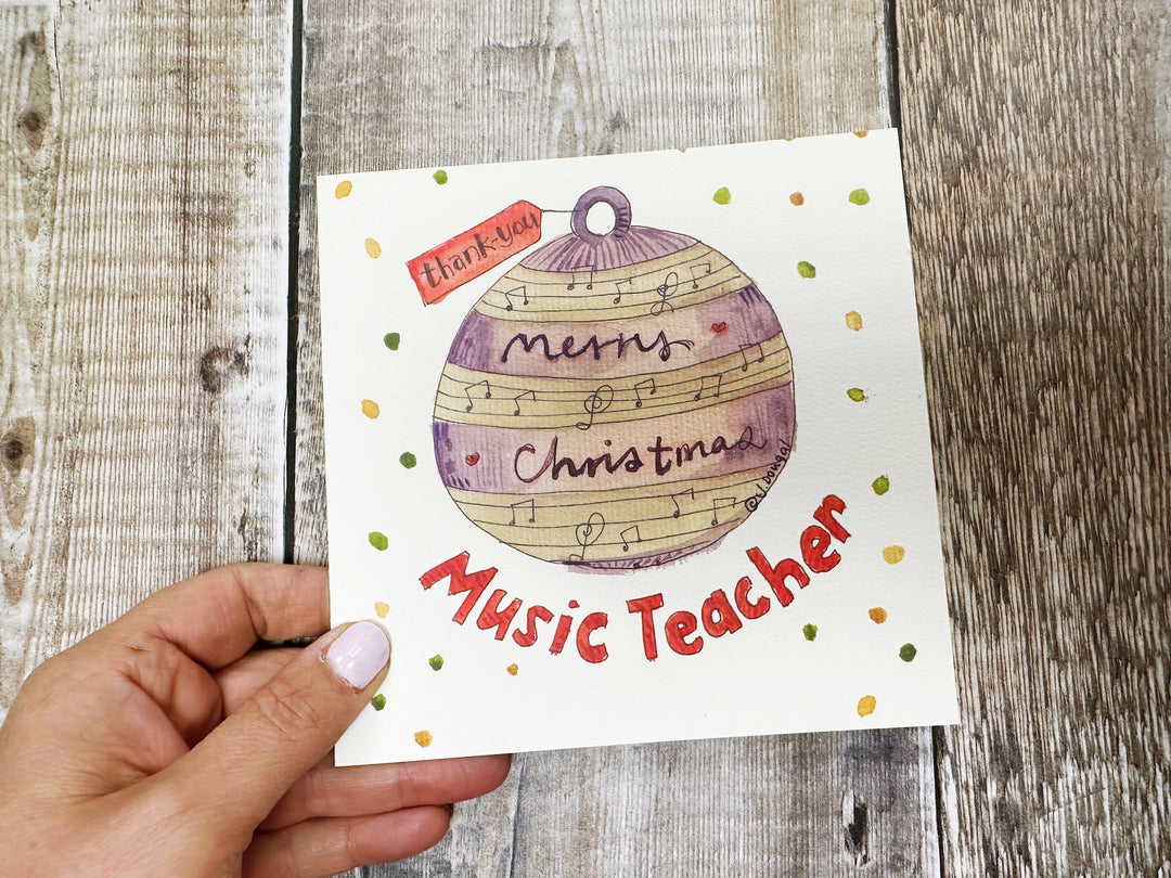 Music Teacher Thank you Personalised Christmas Card
