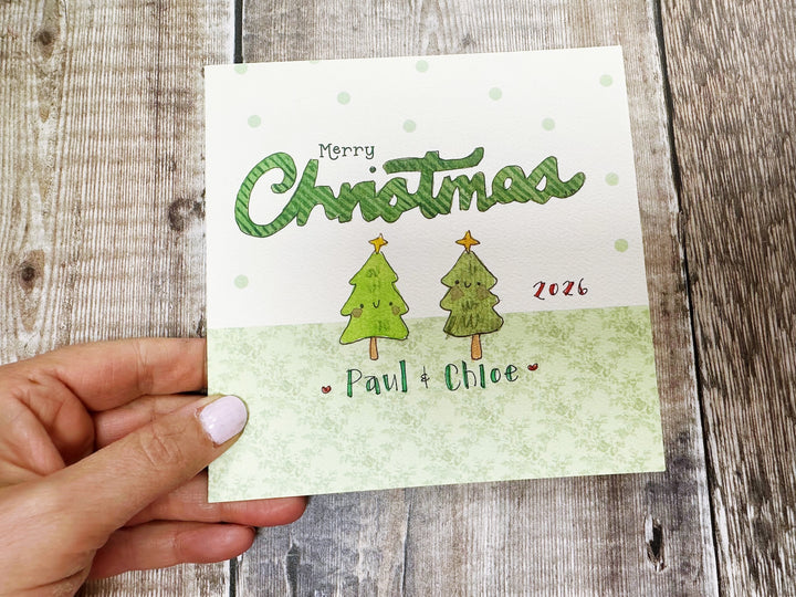 2 Little Trees Christmas Card - Personalised