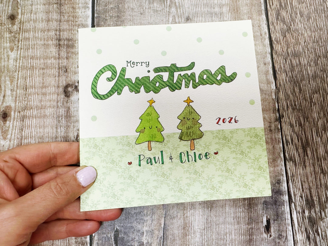 2 Little Trees Christmas Card - Personalised