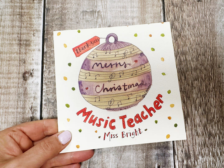 Music Teacher Thank you Personalised Christmas Card