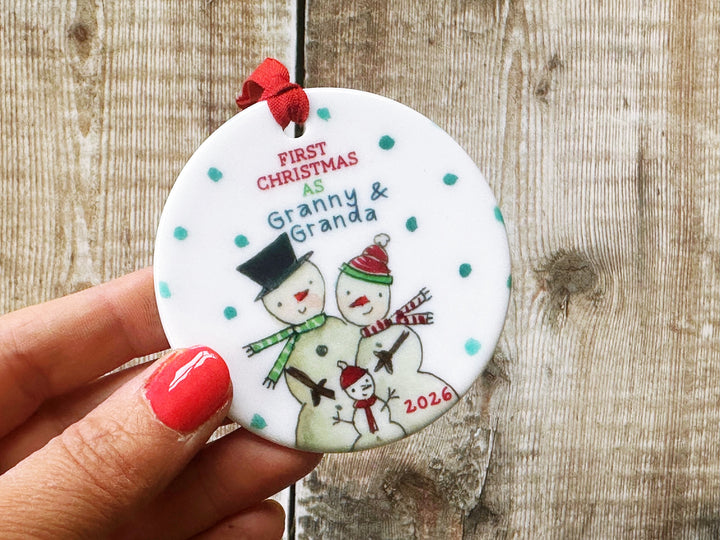 First Christmas Snowmen Ceramic Bauble