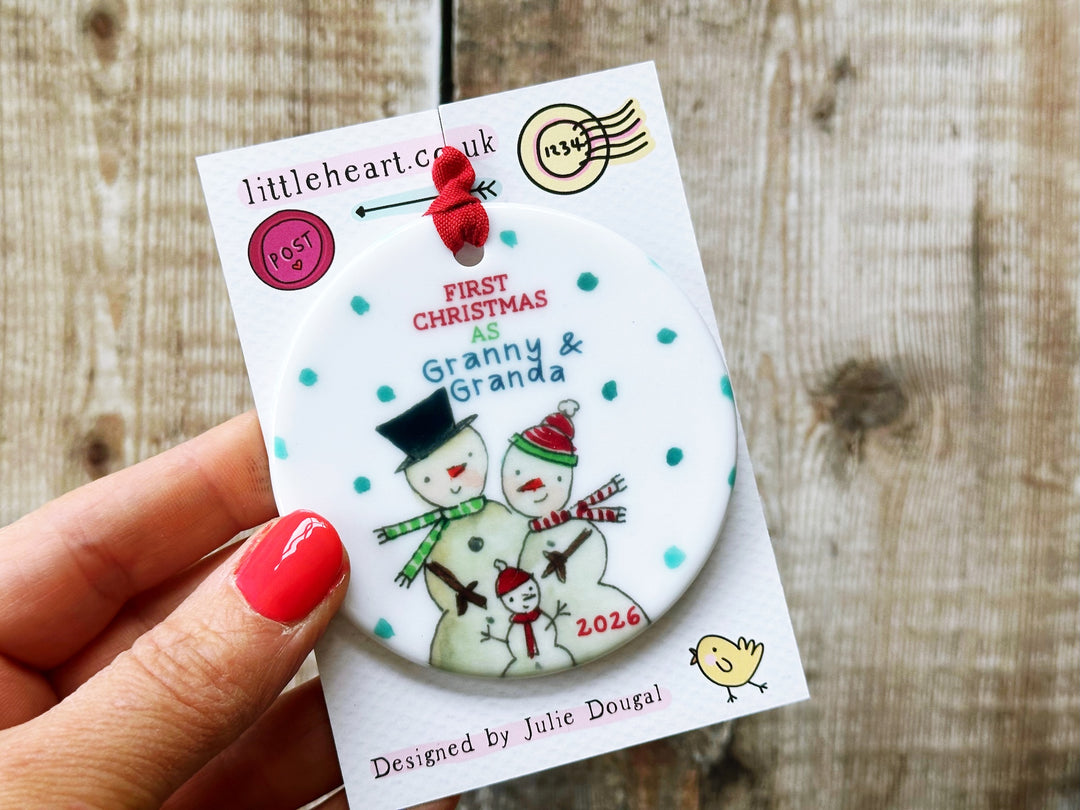 First Christmas Snowmen Ceramic Bauble
