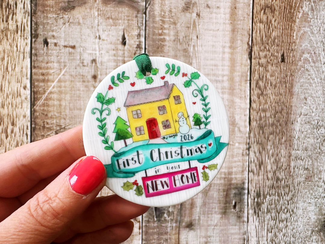 Wreath First Christmas in your New Home Ceramic Bauble