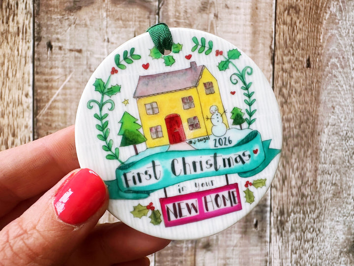 Wreath First Christmas in your New Home Ceramic Bauble