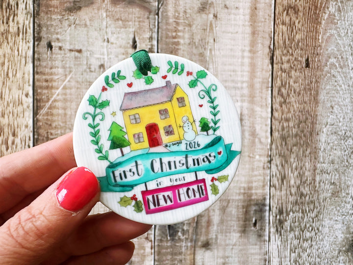Wreath First Christmas in your New Home Ceramic Bauble