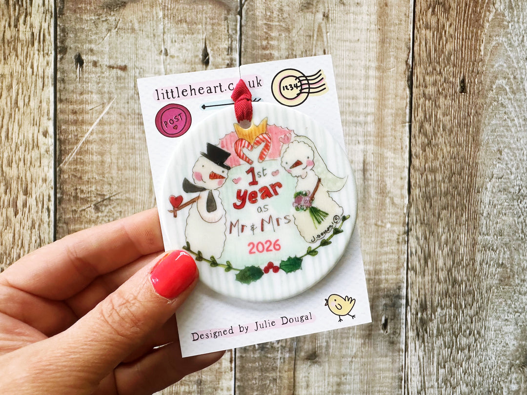First Christmas as Mr and Mrs Christmas Ceramic Bauble (NOT PERSONALISED)