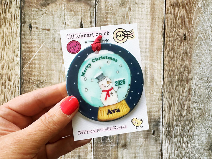 Snowman Globe Christmas Ceramic Bauble
