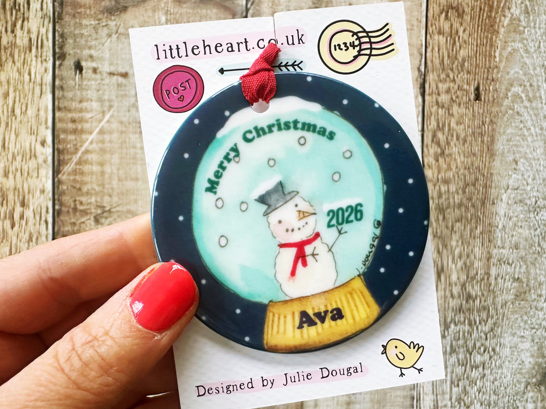 Snowman Globe Christmas Ceramic Bauble