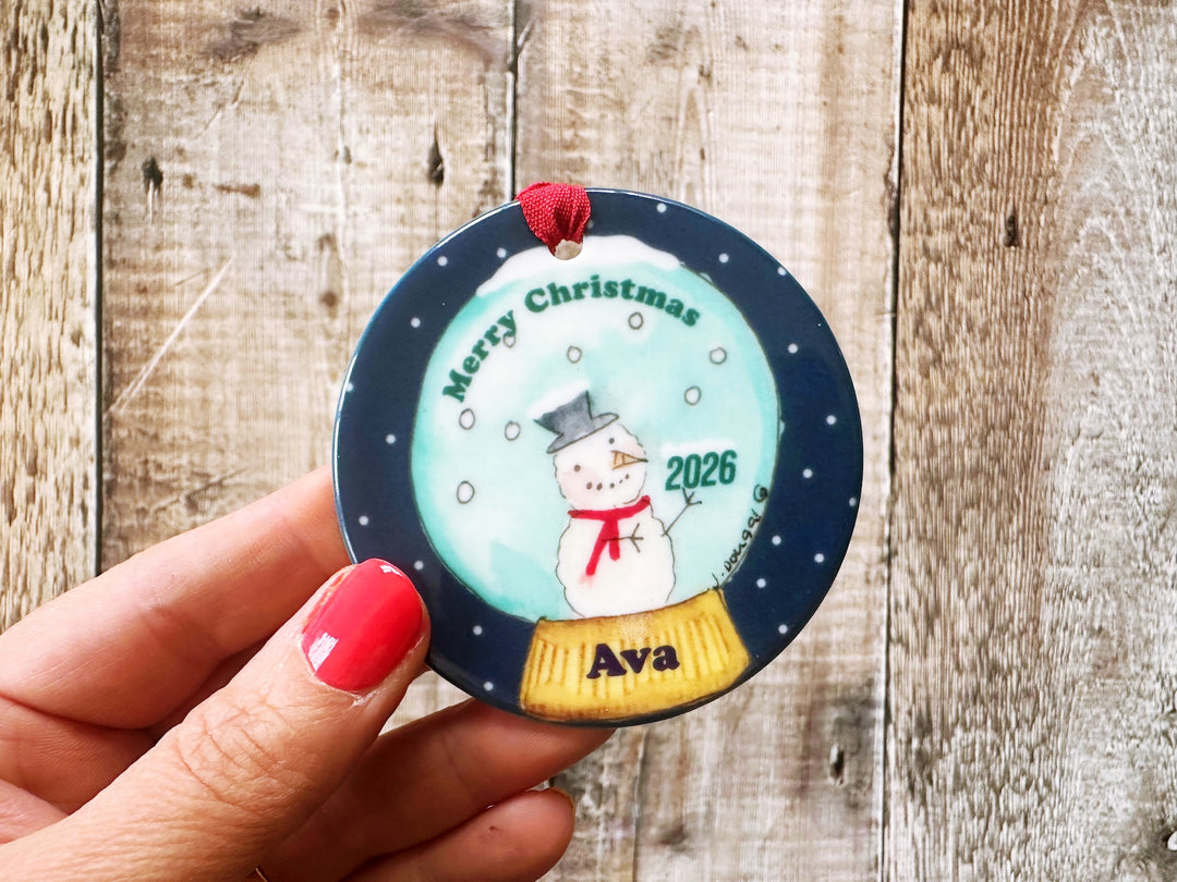 Snowman Globe Christmas Ceramic Bauble