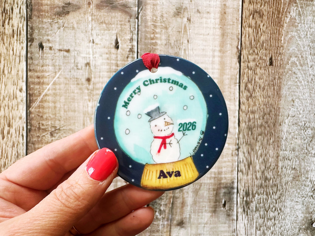 Snowman Globe Christmas Ceramic Bauble