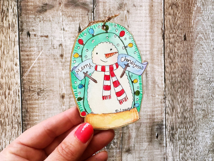 Snowman in Lights Wooden Hanging Christmas Decoration