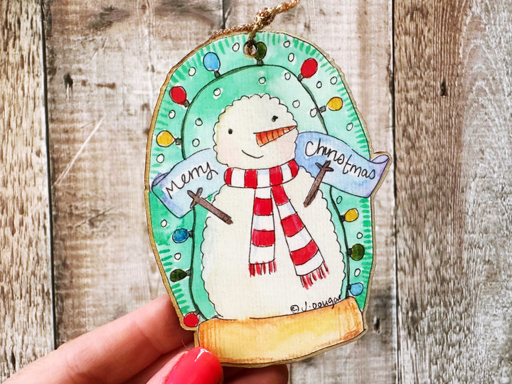 Snowman in Lights Wooden Hanging Christmas Decoration