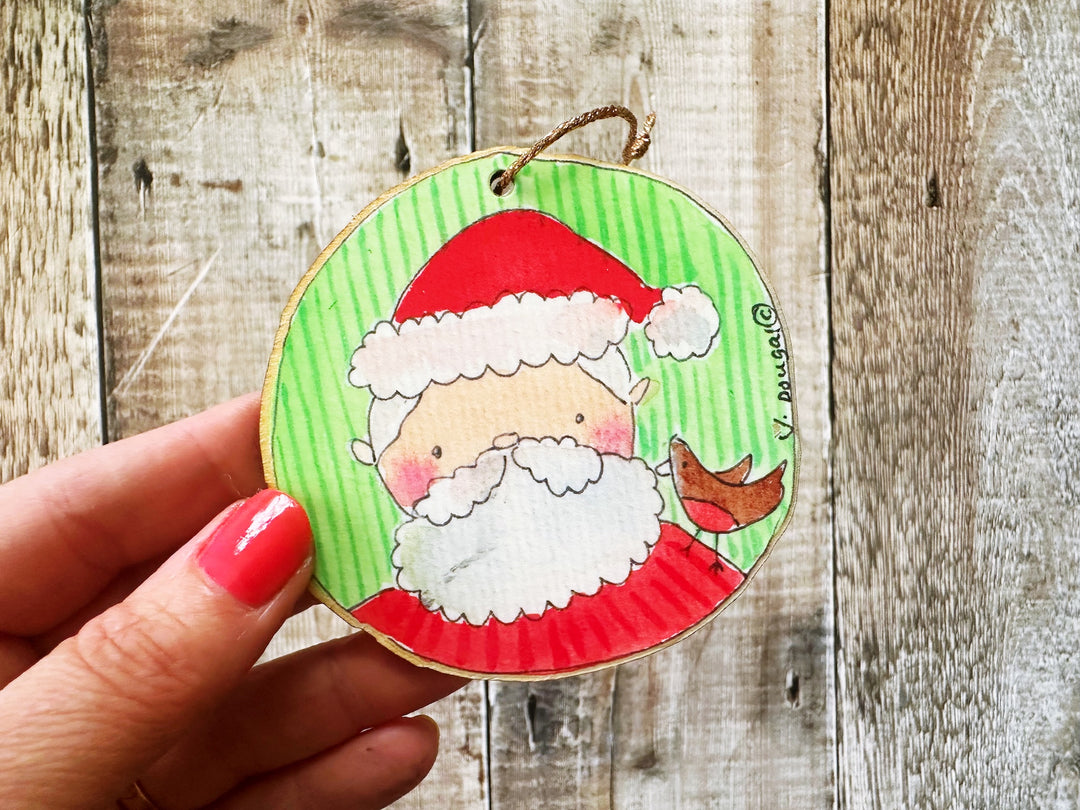 Santa Claus Wooden Hanging Christmas Decoration